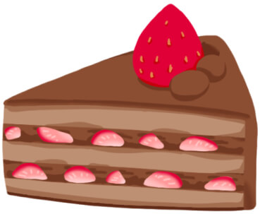 苺（いちご）ののったチョコレートケーキのイラスト