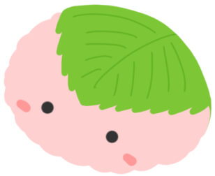 ゴキゲンなさくら餅のかわいいイラスト