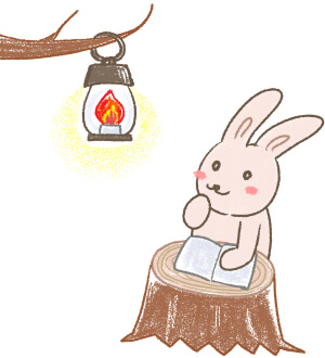 読書を楽しむウサギのかわいいイラスト