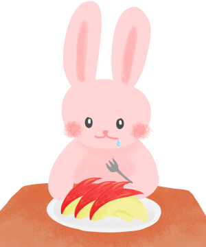 りんごうさぎにテンションの上がるウサギのかわいいイラスト