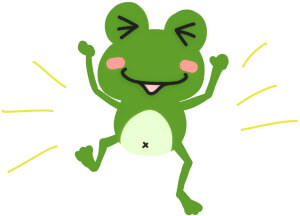 全身で喜びを表す蛙（カエル）のかわいいイラスト