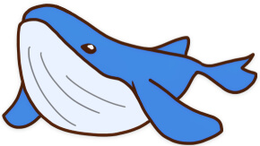 悠々と泳ぐクジラのかわいいイラスト