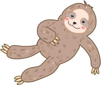 ゴロゴロしてなまけているナマケモノのかわいいイラスト